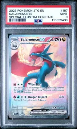 2025 POKEMON JOURNEY TOGETHER SPECIAL ILLUSTRATION RARE #187 SALAMENCE EX PSA 9 - Image 1