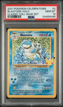 PSA 10 GEM MINT Pokemon Blastoise 2/102 Celebrations Classic Collection - Image 1