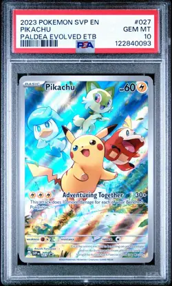 PSA 10 Pikachu 027 SVP 2023 Pokemon Paldea Evolved ETB Black Star Promo GEM MINT - Image 1