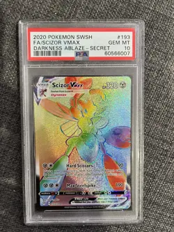 2020 Pokemon Darkness Ablaze Scizor Vmax Secret #193/189 PSA 10 GEM MT - Image 1