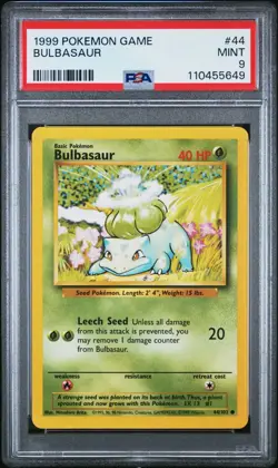 1999 Pokemon Game Base Set #44 Bulbasaur PSA 9 MINT - Image 1