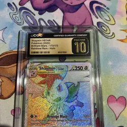 2022 POKEMON 173/172 SHAYMIN VSTAR RAINBOW RARE HOLO BRILLIANT STARS CGC 10 - Image 4