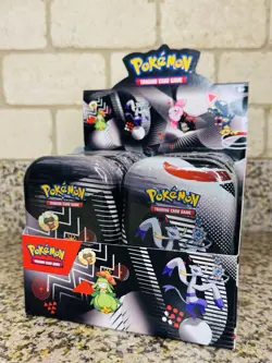 Pokemon Unova Black Bolt & White Flare Mini Tin Display Box 8 Sealed Tins - Image 1