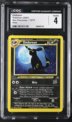 CGC 4 Umbreon 2001 Neo Discovery 13/75 Holo Pokemon Card - Image 1