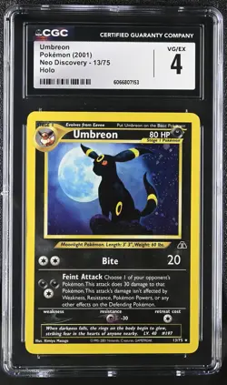 CGC 4 Umbreon 2001 Neo Discovery 13/75 Holo Pokemon Card - Image 1