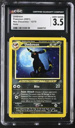 CGC 3.5 Umbreon 2001 Neo Discovery 13/75 Holo Pokemon Card - Image 1