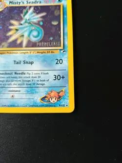 Mistys Seadra Prerelease Promo Pokemon Card Gym Heroes 9/132 NM Condition - Image 5