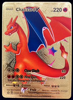 Charizard V Gold Foil Textured Display Card - Image 1