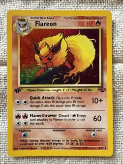 Pokemon TCG Flareon Jungle Holo Card 3/64 1st Edition Rare / played / see photos - Image 1