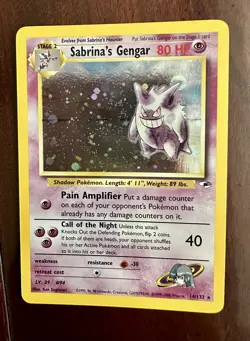 Pokemon TCG Sabrina's Gengar 14/132 Unlimited Holo Card Gym Heroes - Image 1