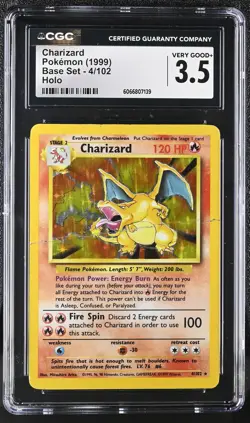 CGC 3.5 Charizard 1999 Base Set 4/102 Holo Pokemon Card - Image 1