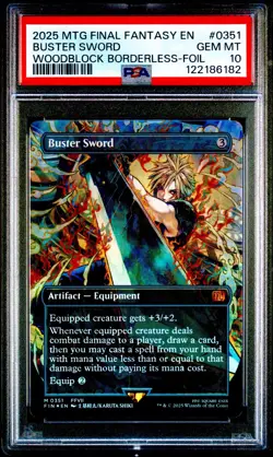 2025 MTG Final Fantasy BUSTER SWORD * Woodblock Borderless Foil #0351 * PSA 10 - Image 1