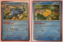 Pokemon TCG Mega Evolution Golduck Psyduck Promo Holographic Holo Cards - Image 1