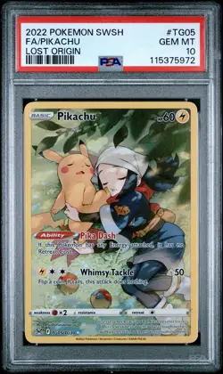 2022 POKEMON SWORD & SHIELD LOST ORIGIN #TG05 FULL ART/PIKACHU PSA 10 - Image 3