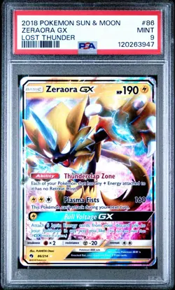 Pokemon 2018 Lost Thunder ZERAORA GX #86 PSA 9 - Image 1