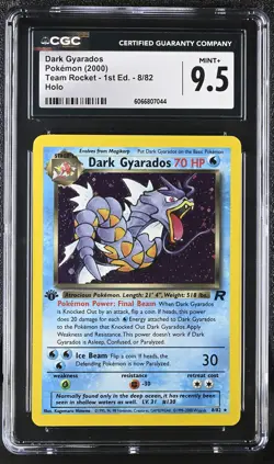 CGC 9.5 MINT+ Dark Gyarados Team Rocket 1st Edition 8/82 Holo Pokemon Card - Image 1