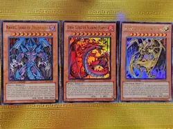 Yugioh Sacred Beast God 3 Card Set ULTRA RARE Raviel Hamon Uria LC02 NM - Image 1