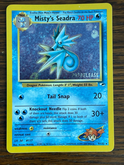 Misty's Seadra #009/132 Pokemon Card Holo Prerelease WOTC. Near mint or better. - Image 1