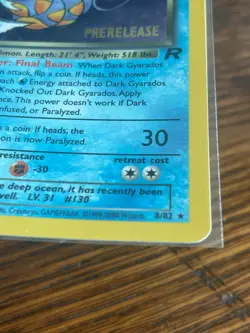 Dark Gyarados #08/82 Pokemon Card Holo Prerelease WOTC Near Mint or Better - Image 4