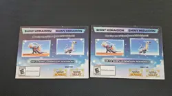 Shiny Koraidon & Miraidon Pokemon Scarlet Violet Code Card -Gamestop- 2 Of Them - Image 1