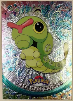 CATERPIE #10, Series 1 - 2000, Topps TV Animation Edition Chrome Pokemon Card - Image 2