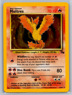 Moltres Holo Rare Fossil Base Set 1999 Pokemon Card 12/62 LP - Image 1