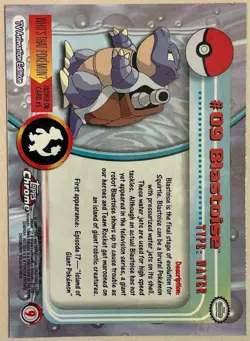 BLASTOISE #09, Series 1 - 2000, Topps TV Animation Edition Chrome Pokemon Card - Image 5