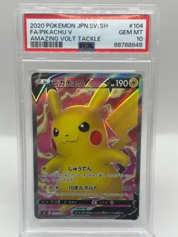 Pikachu 104/100 Amazing Volt Tackle SR Holo FA Japanese Pokemon Card PSA 10 - Image 1