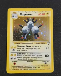 2000 Pokemon MAGNETON Base Set 2 HOLO Foil Rare Card 9/130 WotC - Image 1