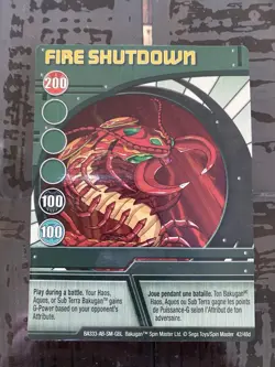 Bakugan Card - Fire Shutdown - Green Ability Card - BA333 - 42/48d - 2008 - Image 1