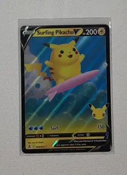 Pokemon Celebrations 2021 Surfing Pikachu V 008/025 Lot Of 3 Pack Fresh - Image 2