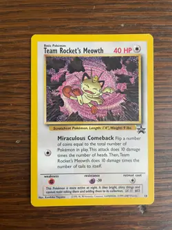 Team Rocket's Meowth #18 Pokemon TCG Black Star Promo Near Mint or Better - Image 1