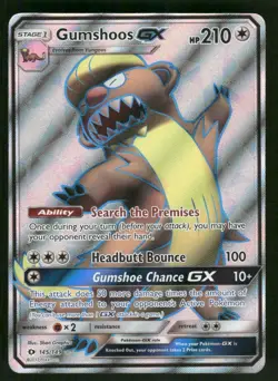 Gumshoos GX (Full Art) 145/149 Ultra Rare Holo NM Pokemon SM Base Set - Image 1
