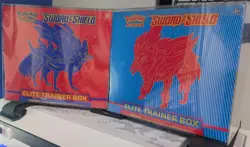 Pokemon TCG Sword Shield Elite Trainer Box Zacian and Zamazenta SET OF 2 - Tear - Image 1