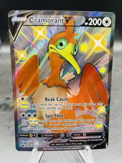 Pokemon Cramorant V SWSH086 Shining Fates Full Art Holo Black Star Promo NM - Image 1