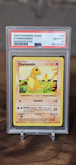 Pokemon Base Set Shadowless Charmander 46/102 PSA 10 GEM MINT - Image 1