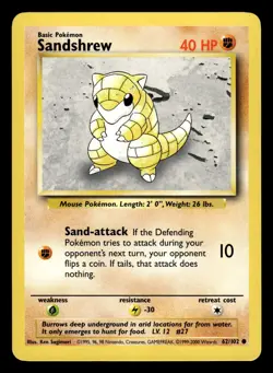 Sandshrew 62/102 Base Set 4th Print UK 1999-2000 Pokemon Card - 2 - Image 1