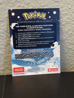 Shiny Koraidon or Miraidon Pokemon Scarlet Violet Code Card - Gamestop - Image 2