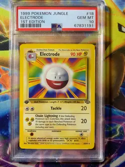 POKEMON 1999 1ST EDITION JUNGLE ELECTRODE #18 NON HOLO PSA GEM MINT 10 - Image 1