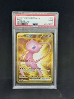 Pokemon Mew ex 205/165 Scarlet & Violet 151 Holo Hyper Rare PSA 9 - Image 1
