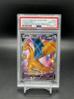 2020 Pokemon Champions Path ETB Promo Charizard V SWSH050 PSA Gem Mint 10 - Image 1