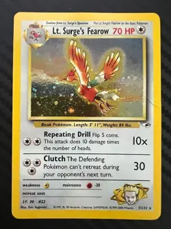 Pokemon TCG Lt. Surge's Fearow Gym Heroes Holo Edition Rare Unlimited DMG - Image 1