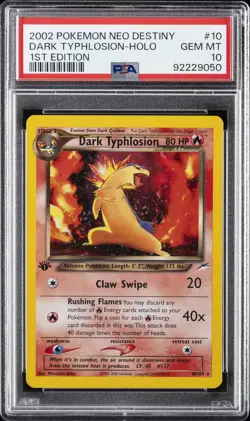 2002 POKEMON NEO DESTINY 1ST ED #10 DARK TYPHLOSION-HOLO PSA 10 - Image 1