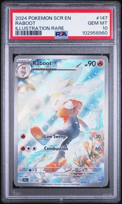 2024 POKEMON SCR EN-STELLAR CROWN ILLUSTRATION RARE #147 RABOOT PSA 10 - Image 1