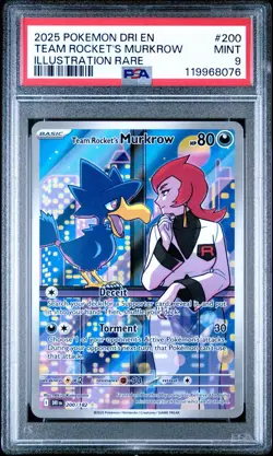PSA 9 MINT Team Rocket’s Murkrow #200, 2025 Pokemon Destined Rivals, DRI EN - Image 1