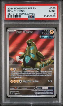 2024 POKEMON SVP EN-SV TEMPORAL FORCES ETB PROMO #098 IRON THORNS PSA 9 - Image 1