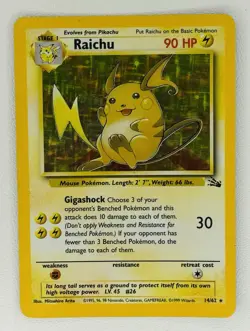 1999 Pokemon Fossil - Raichu Holo Rare Vintage 14/62 - Image 1