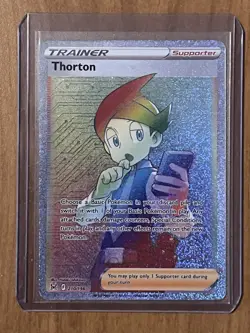 Pokemon TCG Thorton Rainbow Full Art Trainer Card 210/196 Lost Origin - Image 1