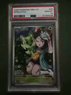 2025 POKEMON SIMPLIFIED CHINESE CBB1 C-GEM PACK VOL 1 #09 SPRIGATITO PSA 10 - Image 1