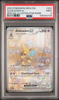 PSA 9 2023 POKEMON Scarlet Violet 151 SPECIAL ILLUSTRATION RARE #201 ALAKAZAM EX - Image 1